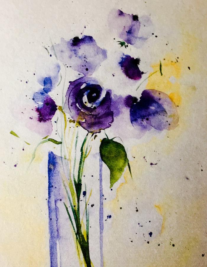Purple Flowers In The Vase Painting by Britta Zehm