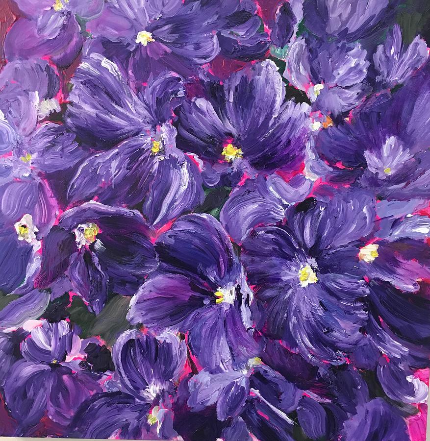 Purple Flowers Painting by Lori Goldberg - Pixels