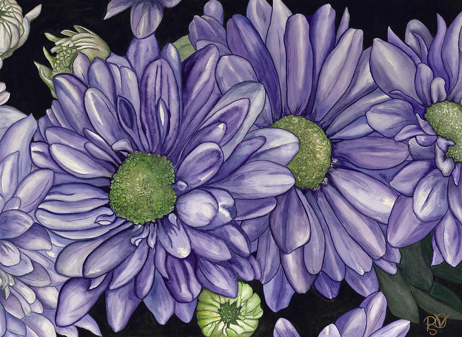Purple Flowers Painting by Patty Vicknair