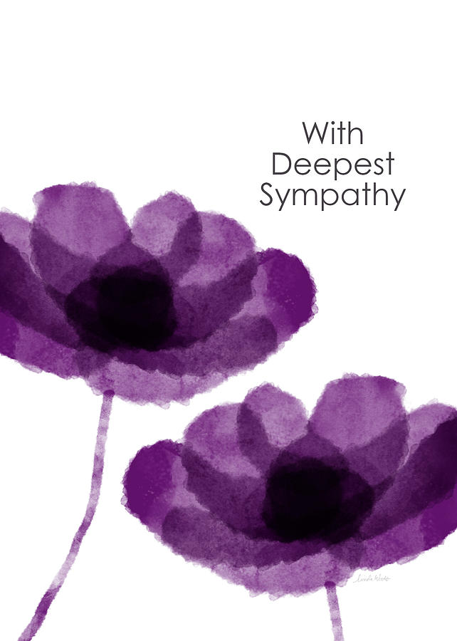 Flowers Still Life Painting - Purple Flowers Sympathy Card- Art by Linda Woods by Linda Woods
