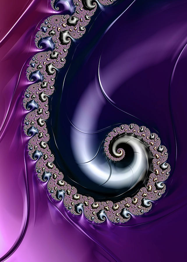 Purple Fractal Spiral horizontal Digital Art by Matthias Hauser
