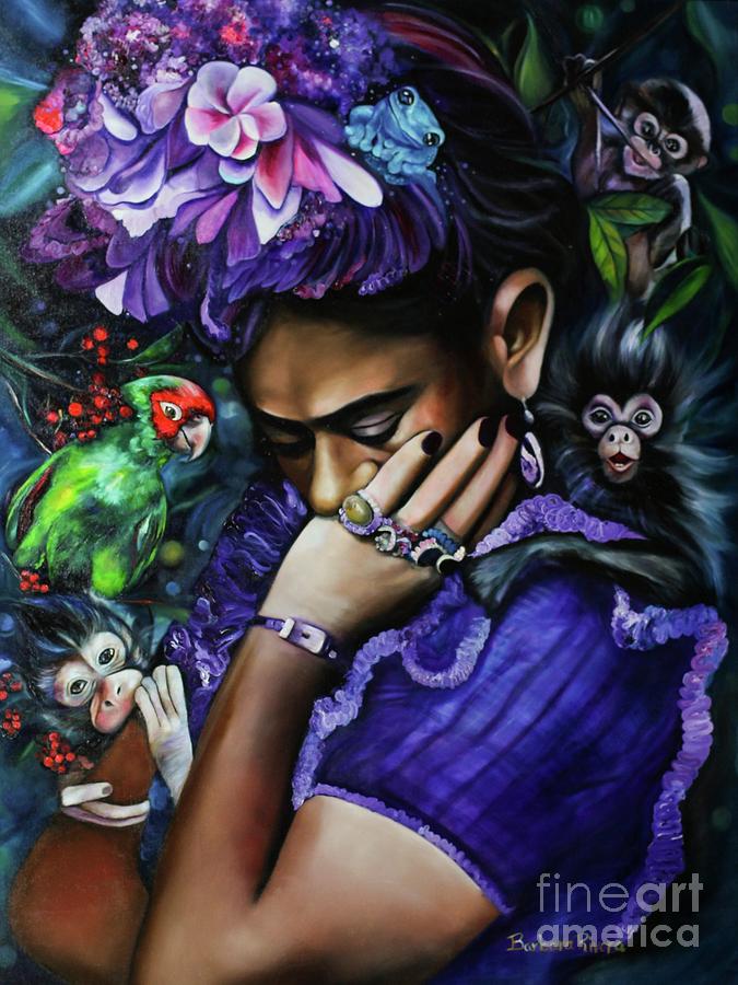 Purple Frida Painting by Barbara Rivera