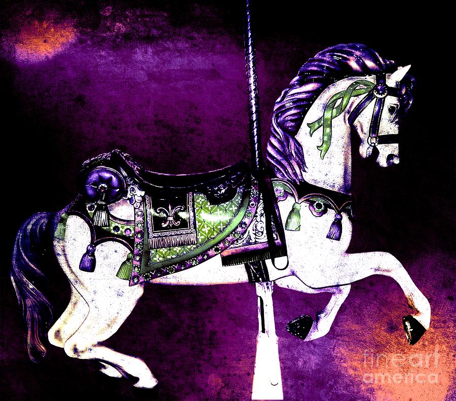 Purple Full Carousel Horse Digital Art by Patty Vicknair