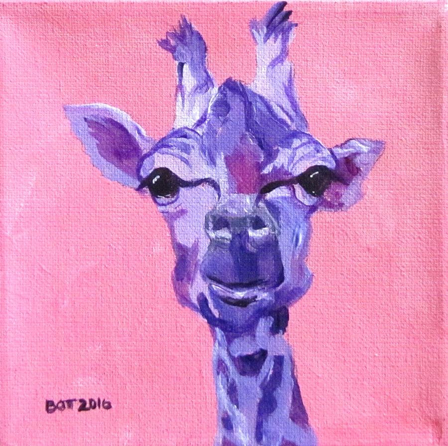 Purple Giraffe Painting by Barbara OToole