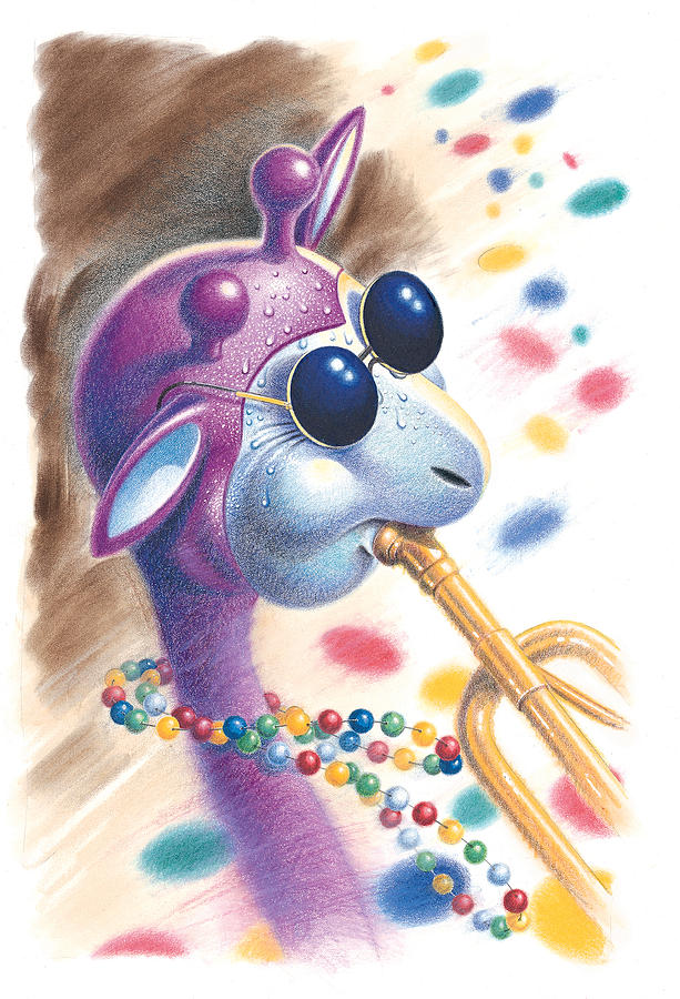 Music Drawing - Purple Giraffe by Todd Baxter