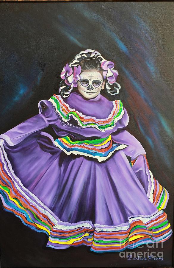 Purple Girl Painting by Barbara  Rivera