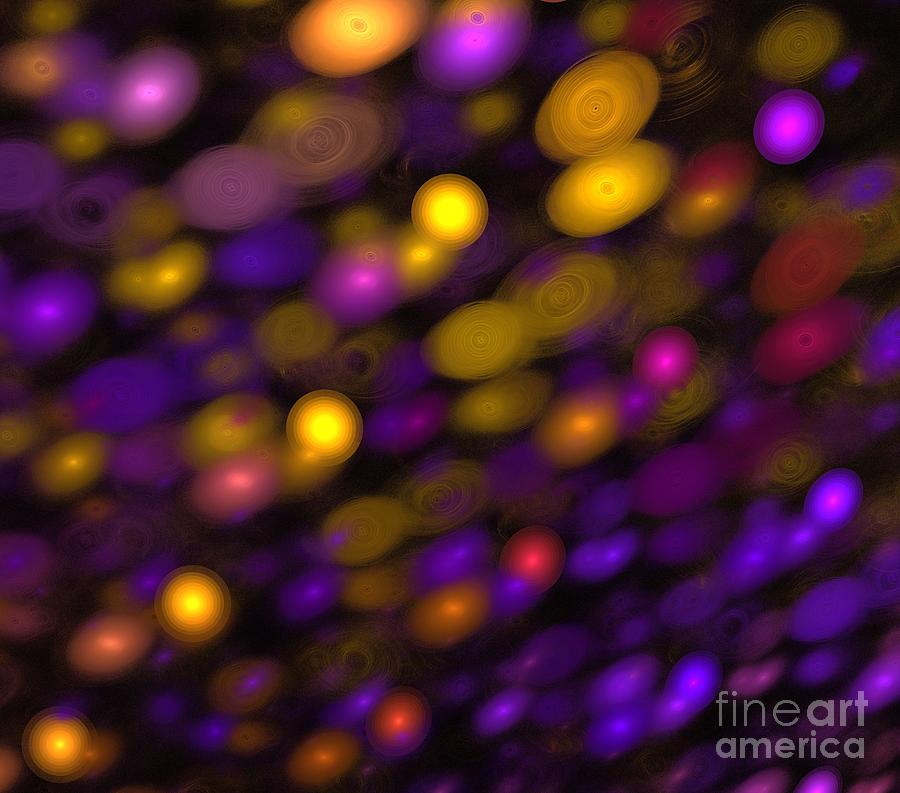 Abstract Digital Art - Purple Gold Planets by Kim Sy Ok