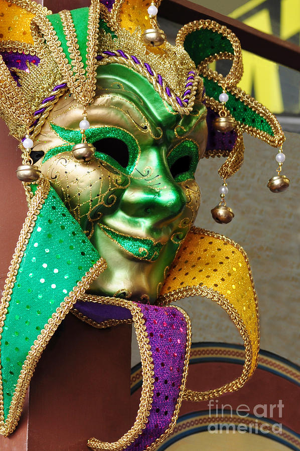 Purple, Green and Gold Mardi Gras Mask Photograph by Frances Ann Hattier