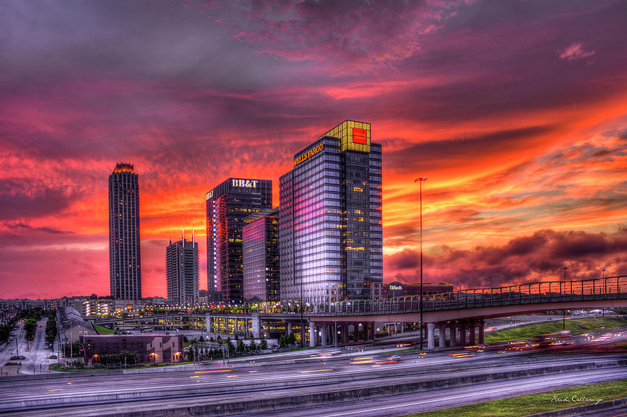 Atlanta GA Purple Haze Sunset Atlantic Station Architectural Cityscape Art Photograph by Reid Callaway