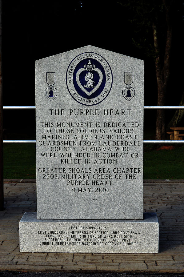 Purple Heart Monument Lauderdale County Alabama Soldiers Photograph by Lesa Fine