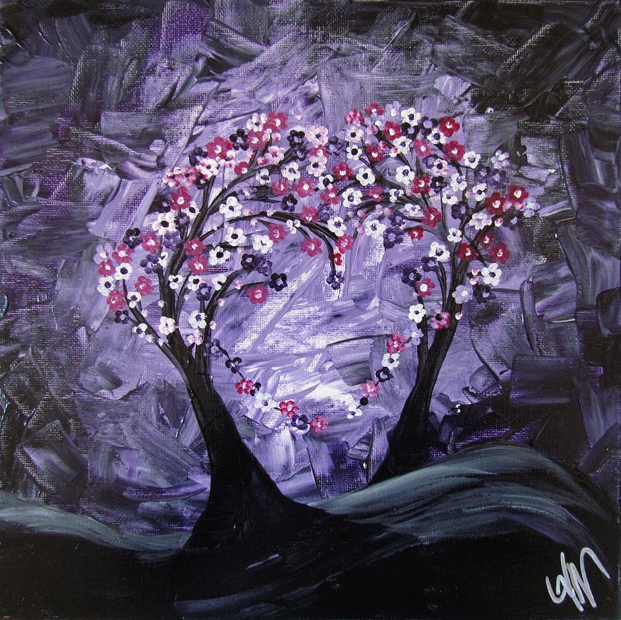 Purple Heart Trees Painting by Mandy Joy