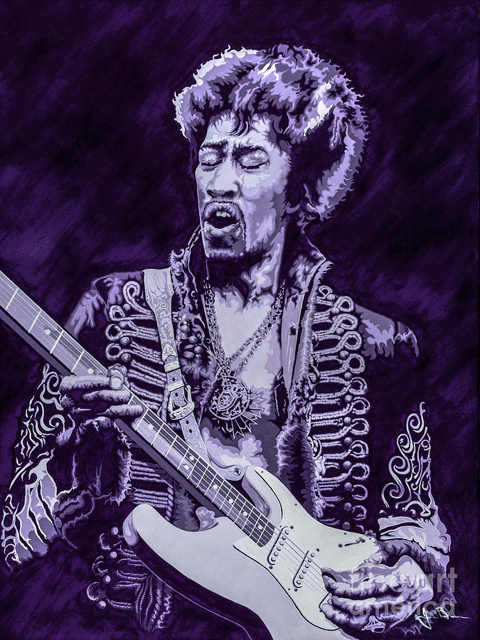 Jimi Hendrix Painting - Purple Hendrix by Jim Brown