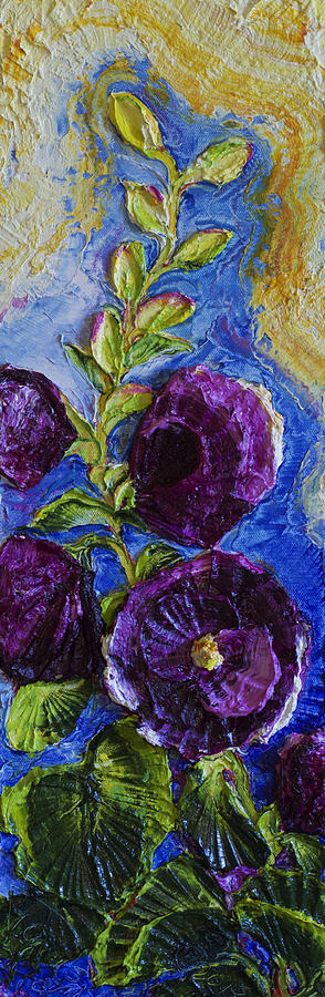 Purple Hollyhocks Painting by Paris Wyatt Llanso