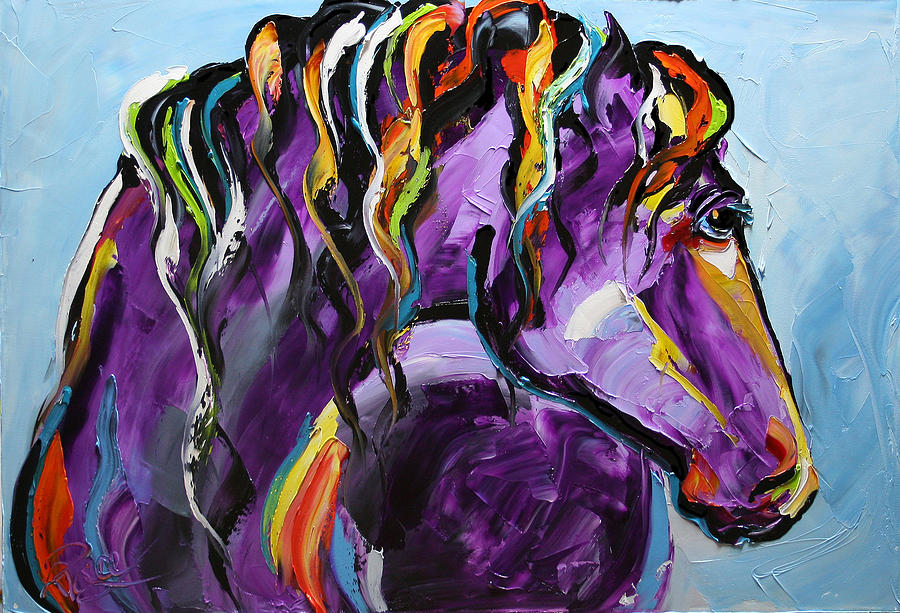 Purple Horse Painting by Laurie Pace
