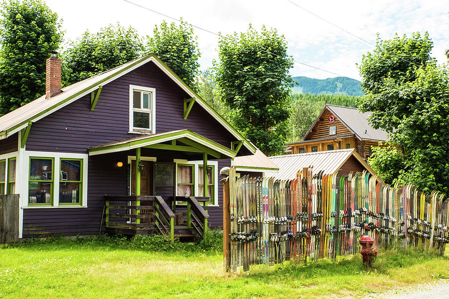 Purple House and Ski Fence Photograph by Tom Cochran