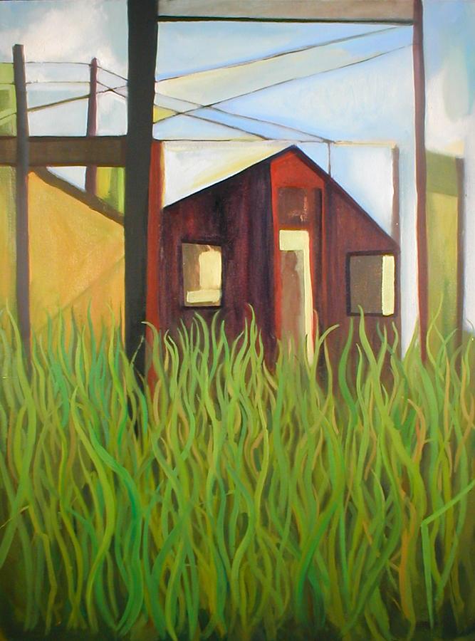 Purple House in a Green Field Painting by Ron Erickson