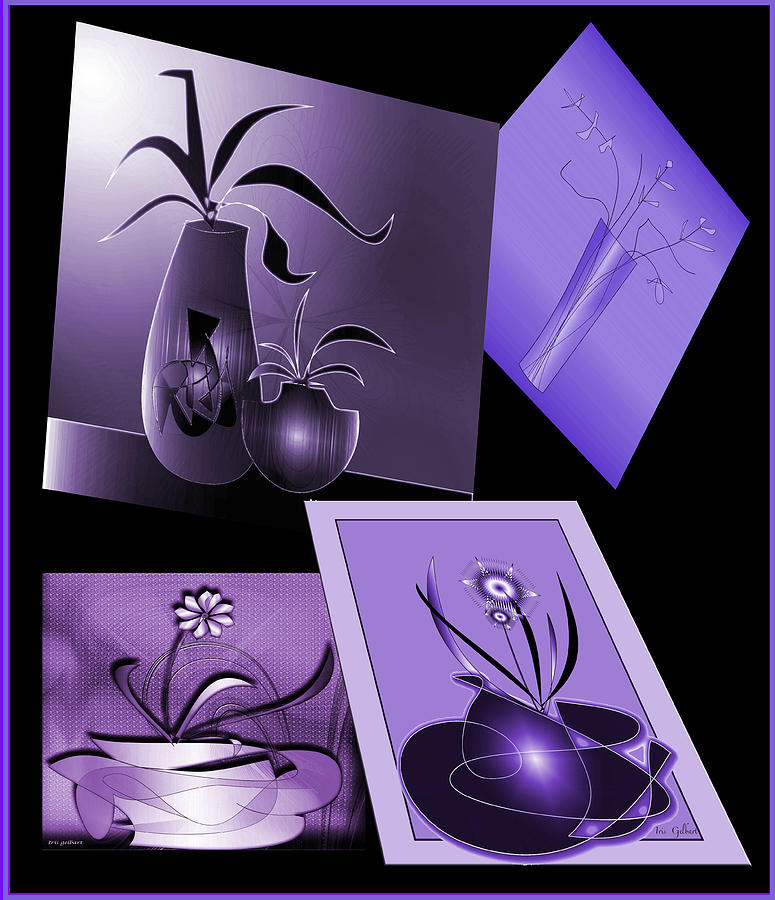 Purple House Plants Digital Art by Iris Gelbart