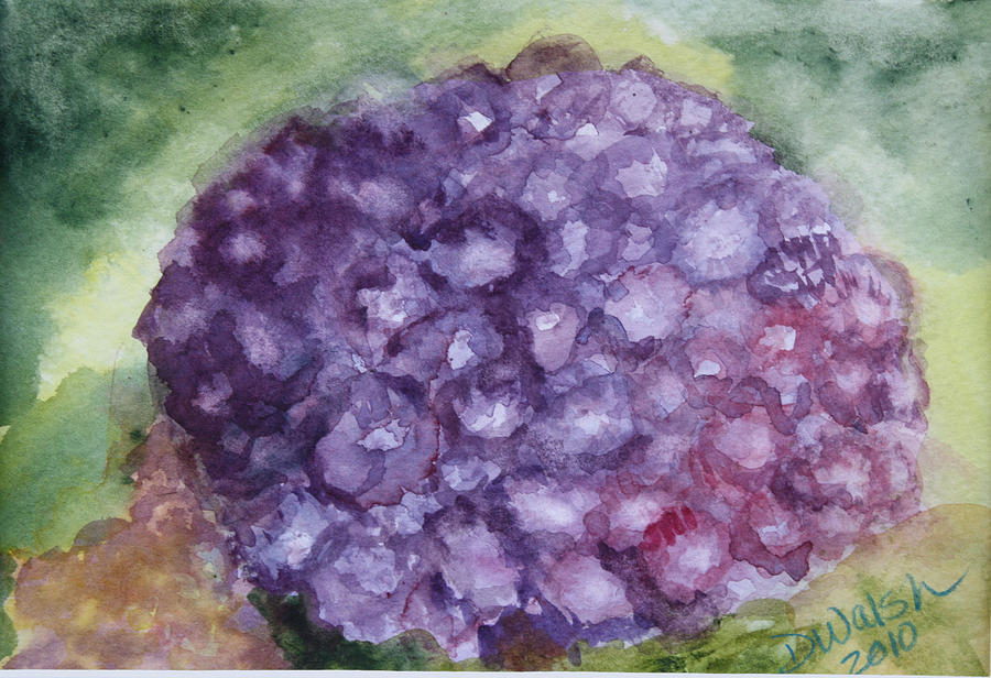 Purple Hydrangea Painting by Donna Walsh