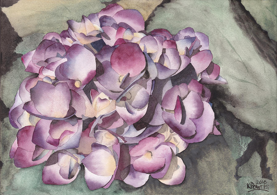 Purple Hydrangea Painting by Ken Powers
