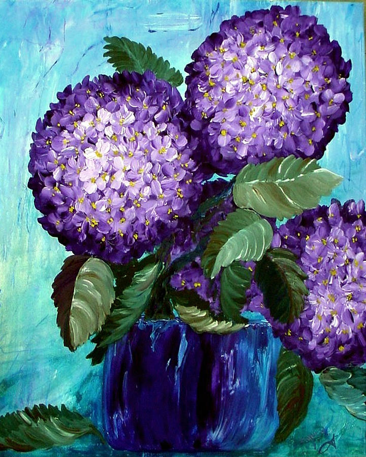 Purple Hydrangeas 3b Painting by Carol Nelissen - Fine Art America