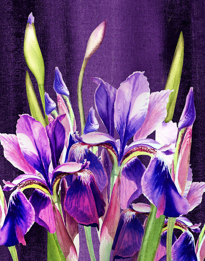 Purple Iris Dance  Painting by Irina Sztukowski