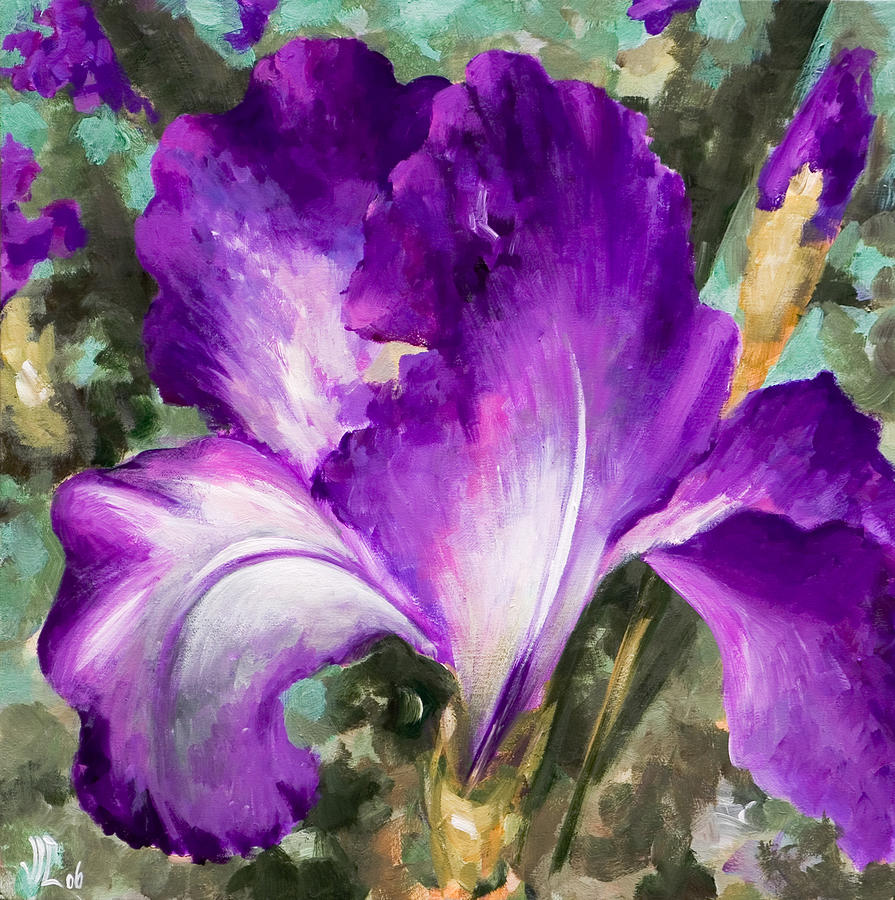 Purple Iris Painting by Vali Irina Ciobanu