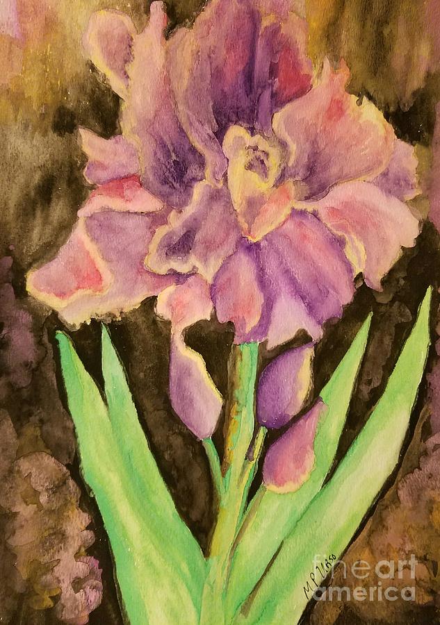 Purple Iris-Watercolor Painting by Maria Urso