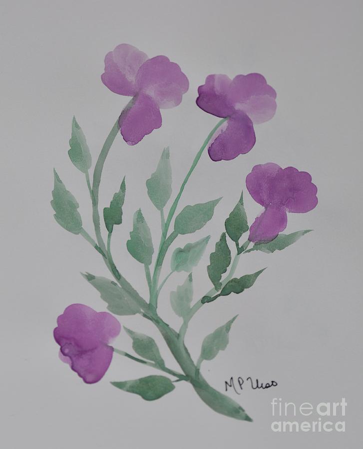 Purple Irises Painting by Maria Urso