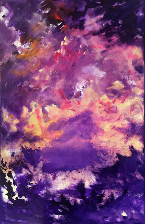 Abstract Painting - Purple Is The New Blue by Kelly Fitzpatrick