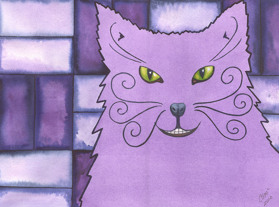 Purple Kitty Kitty Painting by Catherine G McElroy
