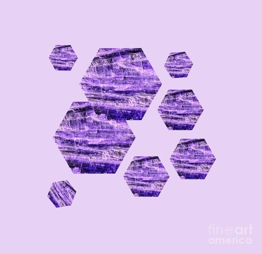 Purple Kyanite Hexagonal Design  Mixed Media by Rachel Hannah