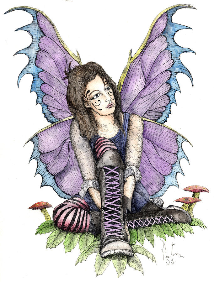 Gothic Fairy Painting - Purple Laces by Preston Shupp Gothic Fairy Painting - Purple Laces by Preston Shupp