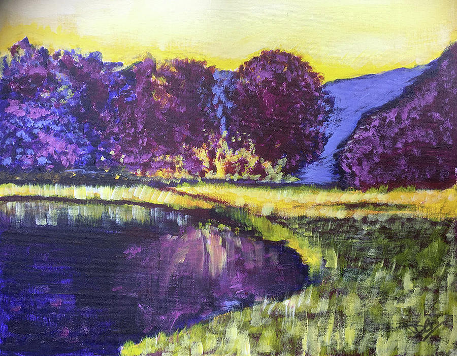 Purple Lake Painting by Dave Griffiths