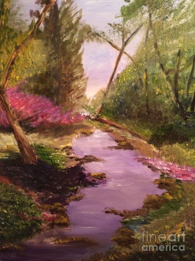 Purple Landscape Painting by Nancy Anton