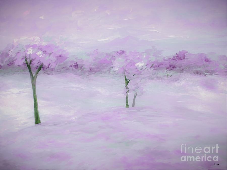 Purple Landscape With Trees Painting