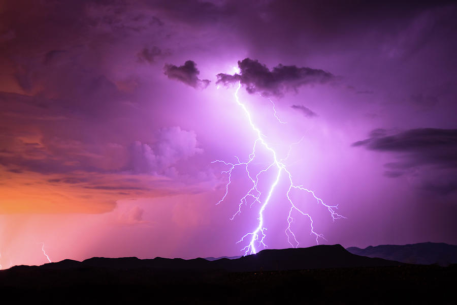 Tucson Photograph - Purple Lightning by Troy Q Nelson