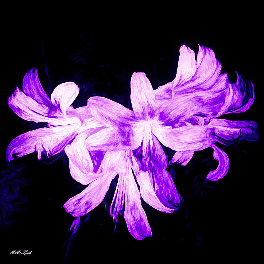 Purple Lilies On Black Mixed Media