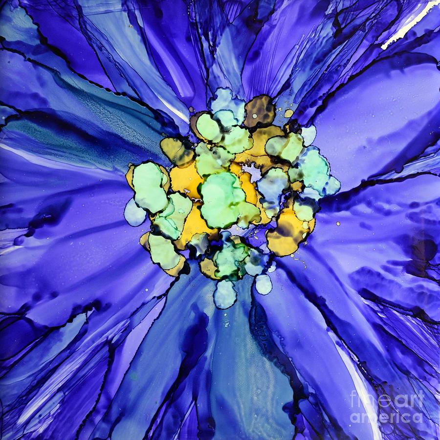 Purple Macro Floral Painting by Beth Kluth