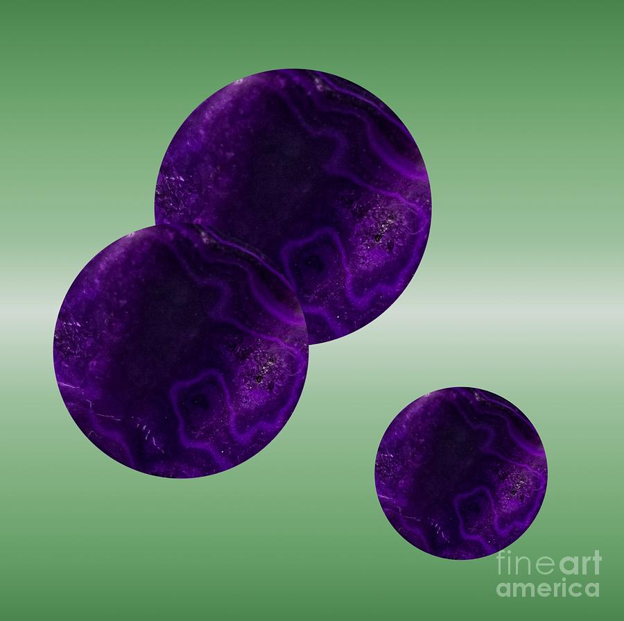 Purple Malachite Circles on Green Digital Art by Rachel Hannah