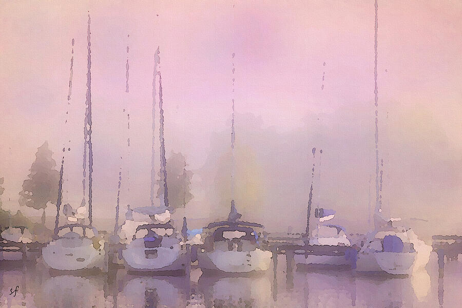 Purple Marina Morning Digital Art by Shelli Fitzpatrick
