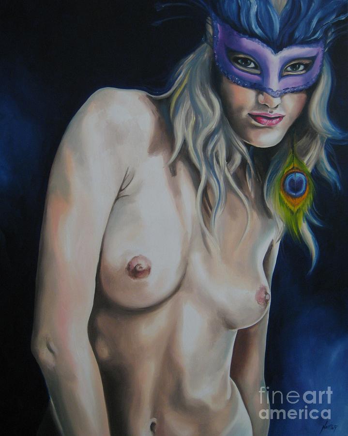 Nude Painting - Purple Mask by Jindra Noewi