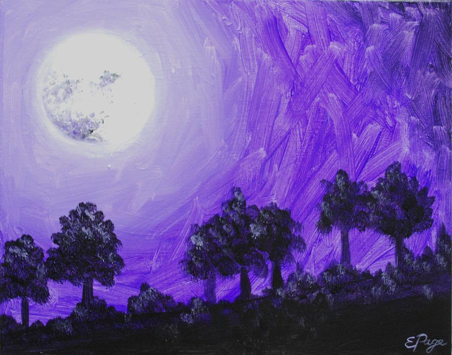Purple Moon at Midnight Painting by Emily Page