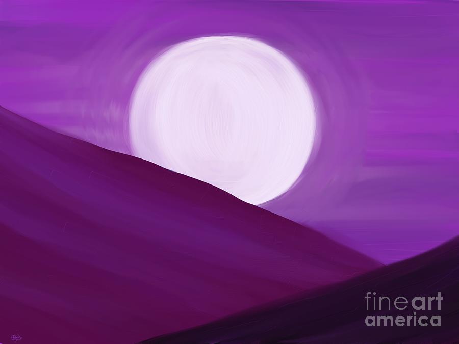 Purple Moon Rise Painting by Roxy Riou