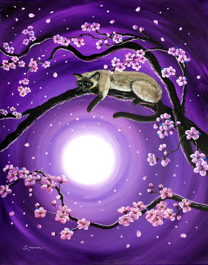 Purple Moonlight Sakura Painting