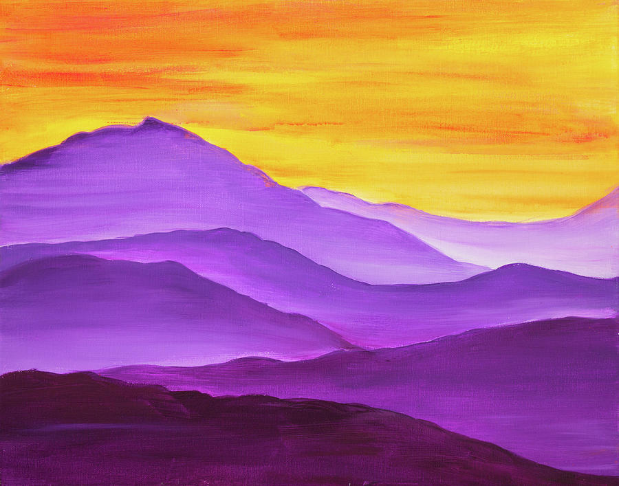 Purple Mountain Sunset Painting By Iryna Goodall