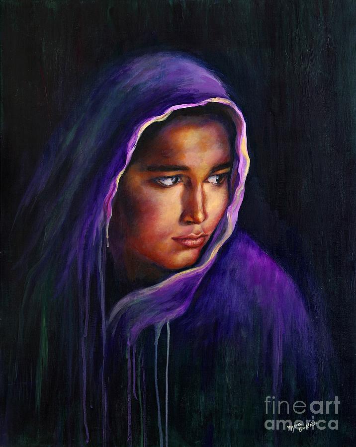 Purple Mystery Painting by Myra Goldick