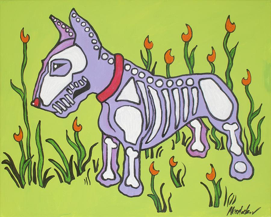 Purple N Green Bull Terrier Painting by Mardi Claw