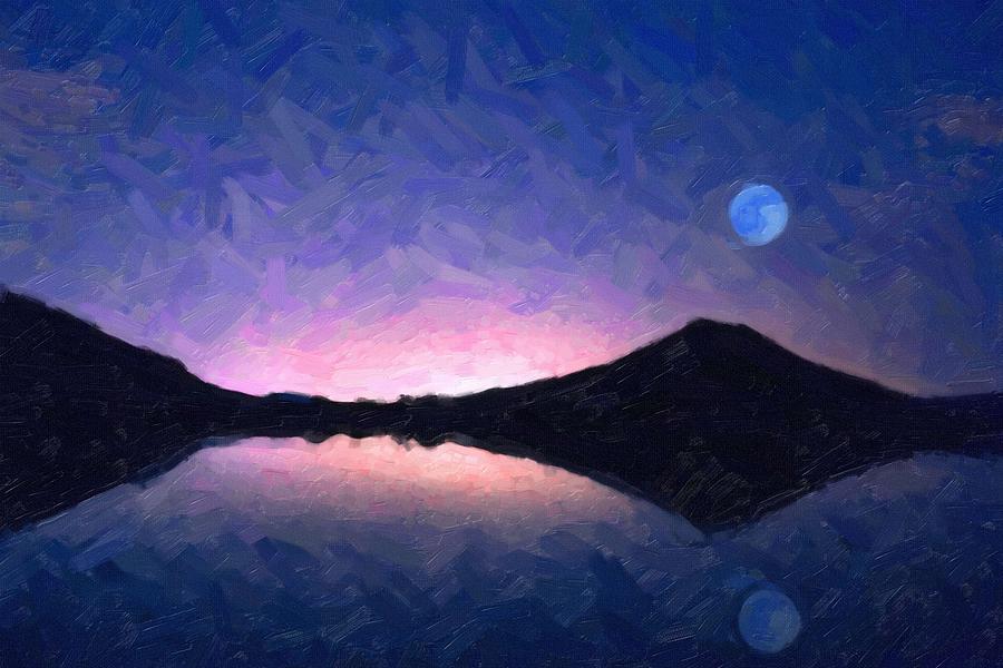 Purple Nordic Night ca 2017 by Adam Asar Painting by Celestial Images