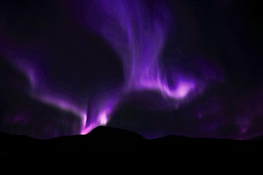 Purple Northern Lights Painting by Celestial Images
