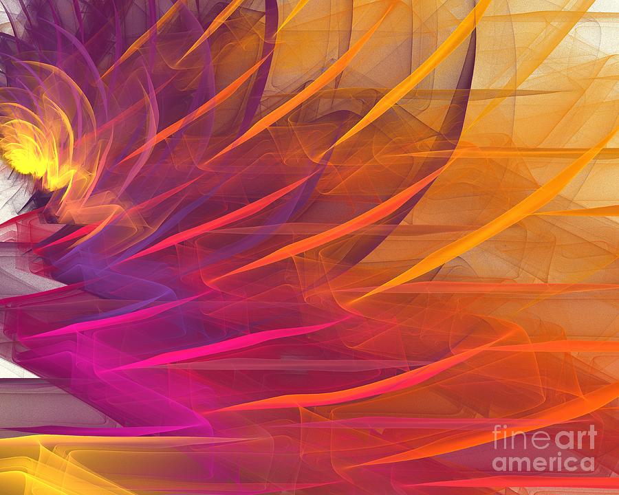 Abstract Digital Art - Purple Orange Blossom by Kim Sy Ok